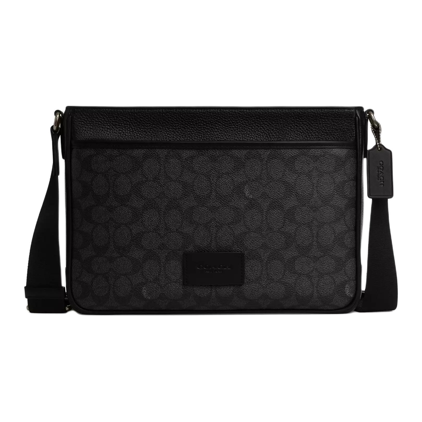 

Coach District 30 Brand Logo Adjustable Shoulder Strap Coated Canvas And Calfskin Large Crossbody Bag Men crossbody bag Black CY824-QBMI5 Basic Set (Bag+Dust Bag)