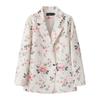 Blazer a Pied de Poule Blu e Bianco Stile Britannico da Donna con Bavero Elegante Cappotto Completo Nuova Collezione Outerwear per Performance