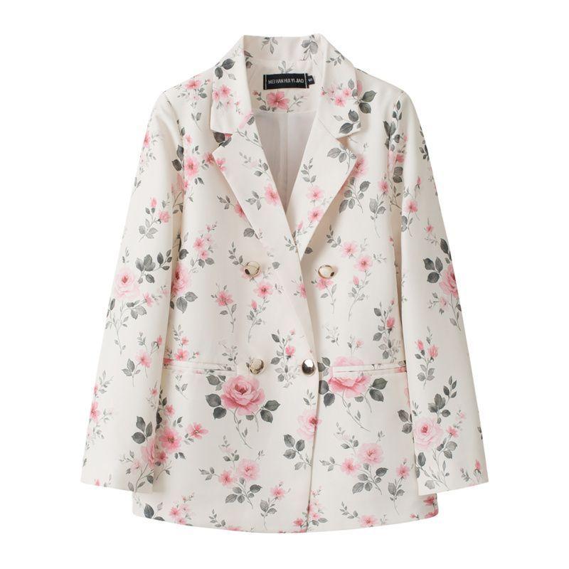 Blazer a Pied de Poule Blu e Bianco Stile Britannico da Donna con Bavero Elegante Cappotto Completo Nuova Collezione Outerwear per Performance