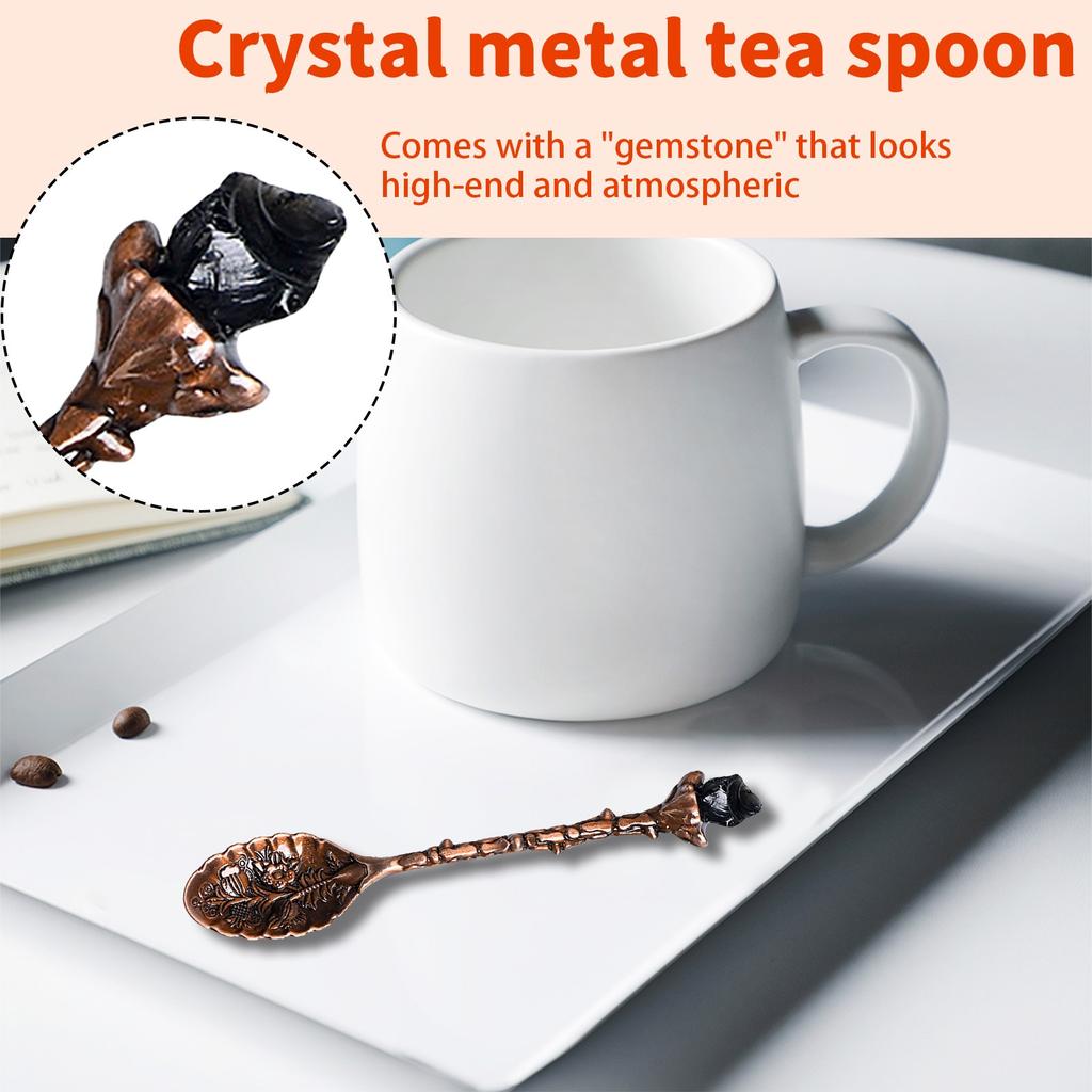 Natuurlijke Kristallen Koffielepels Met Vintage Snijwerk Creatieve Dessert Roerlepel