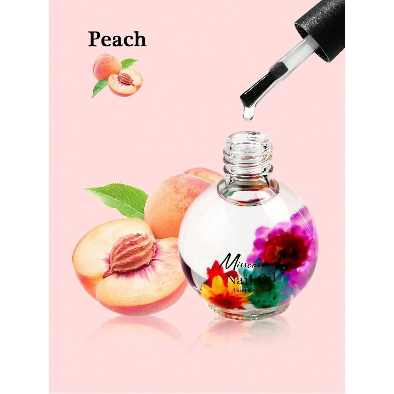 15ml Dry Flower Cuticle Oil For Nails Repaired Dryness Damaged Nails And Cuticle, Nail Oil Cuticle Moisturizes And Strengthener Nail Care Cuticle Oil Peach