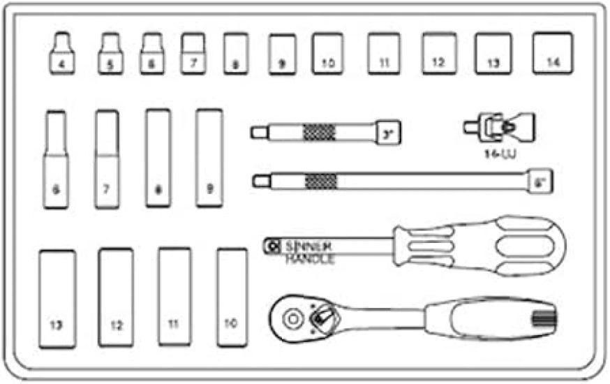 SIGNET Drive MM Socket Wrench Set 11724 1/4 24-Piece