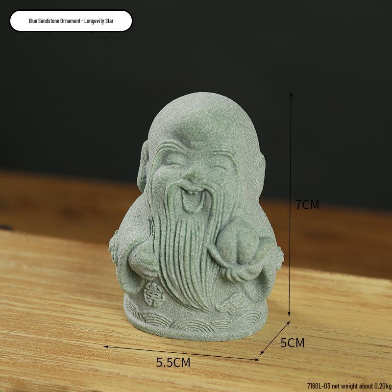 Porcelain Green Sandstone Buddha Ornament for Zen Fish Tank or Bonsai Display
