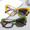 New Fashionable Large Frame Cat Eye Womens Reading Glasses Retro HD Anti Blue Light Glasses Personalized Color Block
