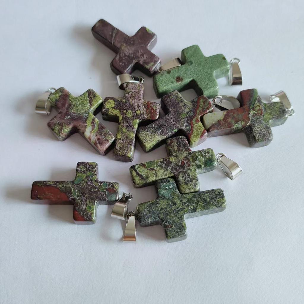 Amethyst Stone Cross Pendant Necklace - European & American Fashion Accessory