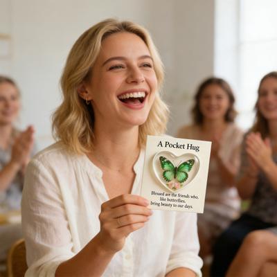 Abraço de Bolso de Borboleta Presente Transparente de Amor Encorajamento Inspirador Portátil Lembrança Cartão Símbolo Acrílico