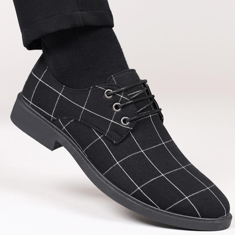 Men's Plaid Canvas Lace-Up Casual Shoes Classic Fashion Sneakers.