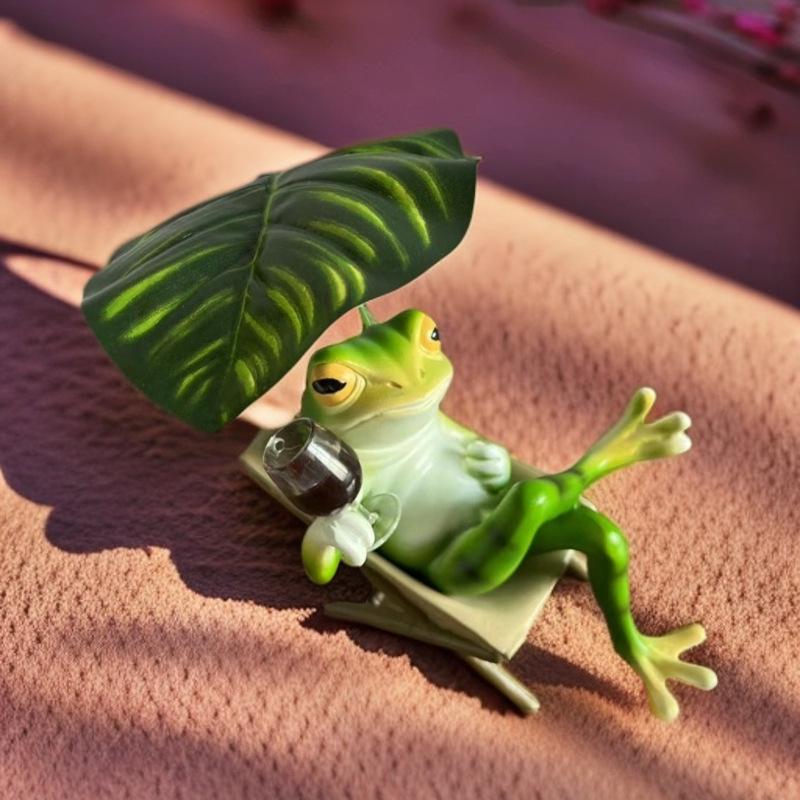 Frosch Liegestuhl Ornament: Entspannte Deko für Schreibtisch, Wohnzimmer, Balkon & Gärten