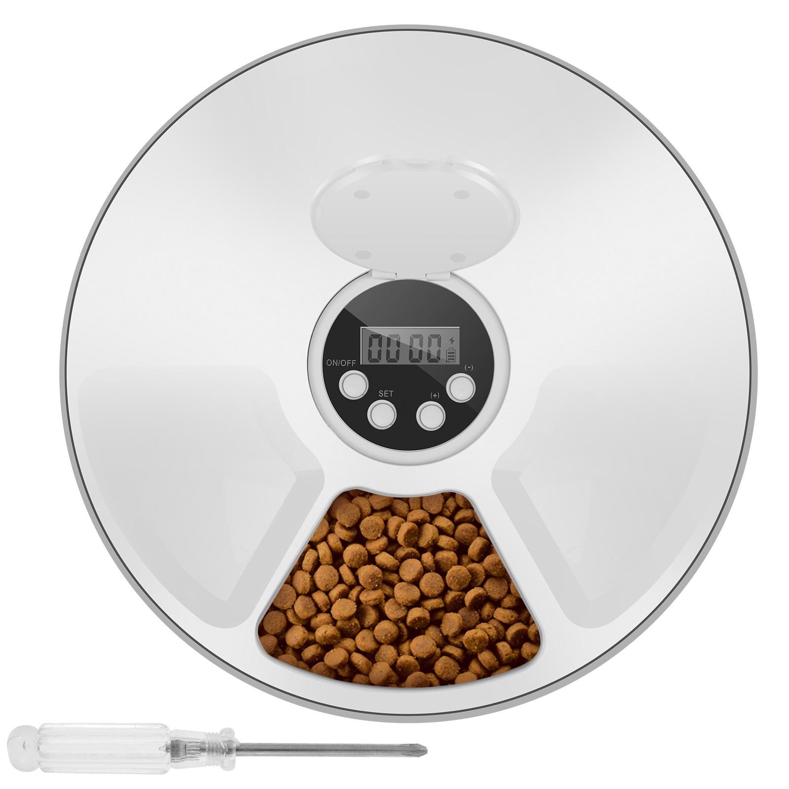 

Cat Feeder Wet Food with Timer 6 Meals Pet Wet Food Dispenser Cordless Cat Fresh Food Feeder Battery Powered Pet Food Feeder Wet 30x30x6CM белый