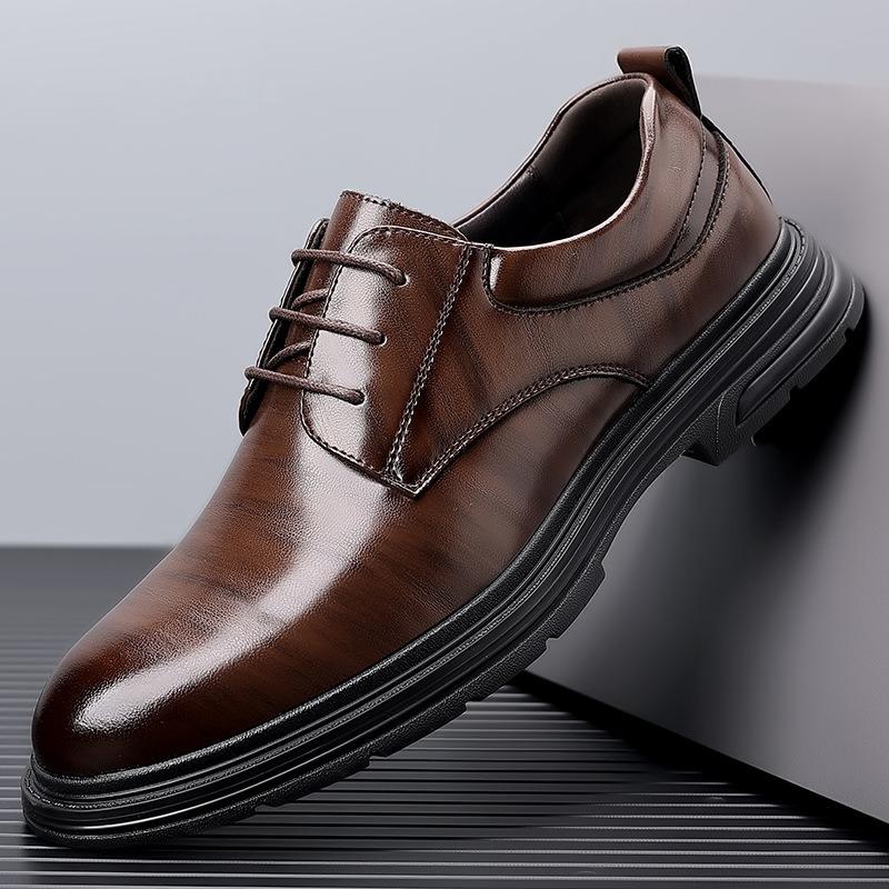 FashionBritish Leather Platform Men's Wedding Shoes Spring Autumn Soft Sole Male Increase Shoes Fashion Casual Business Man Dress Shoes