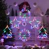 Wall Safe Hanging Light Fixtures LED Christmas Star Window Light, Tree Letter Suction Cup Lamp Reusable Decoration Set for Glass, Battery Operated
