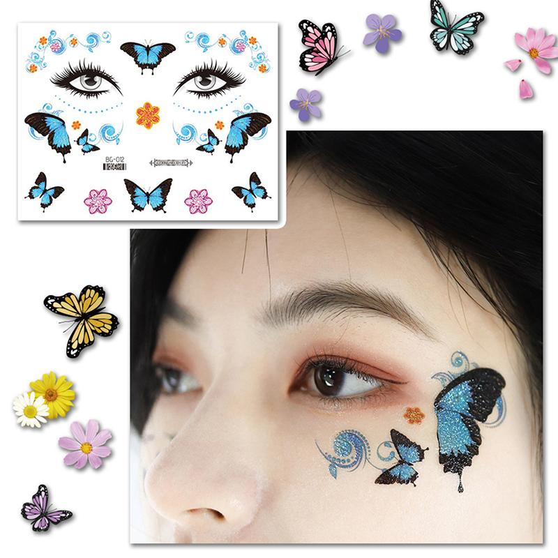 Autocolant cu tatuaj cu aripi de fluture cu zână Ochi impermeabili Machiaj de artă corporală pentru mâini