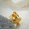 Classic Designer Geometric Irregular Ring for Women Stainless Steel Metal Hollow Out Striped Statement Knuckle Rings Wed Jewelry