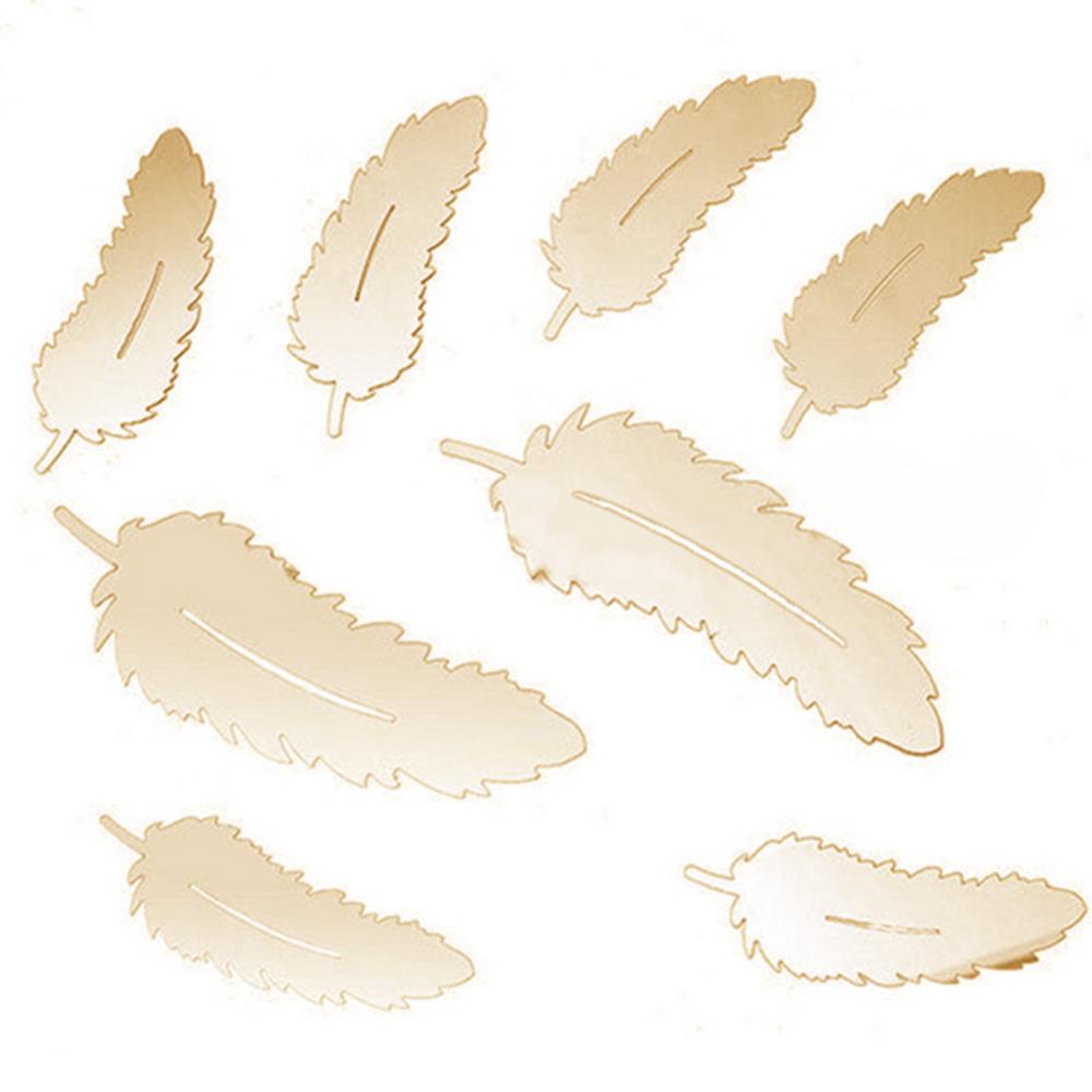 8 Pcs/Set Feather Plume 3D Mirror Wall Sticker For Living Room Art Home Decor Vinyl Decal DIY Acrylic Sticker Mural Wallpaper