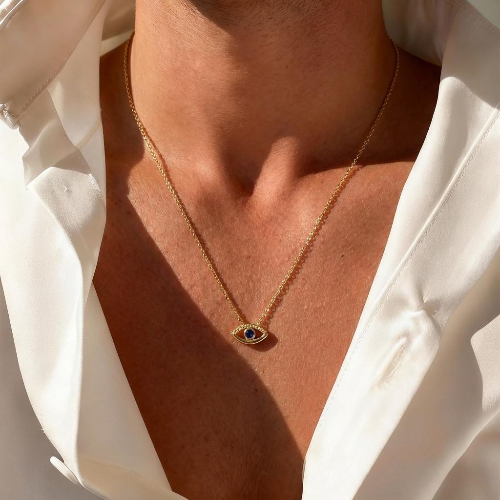 Luxus Vergoldete Zirkon Blaues Böses Auge Anhänger Halskette für Damen Exquisite Türkische Glücksbringer Schlüsselbein Kette Halskette Schmuck Geschenk