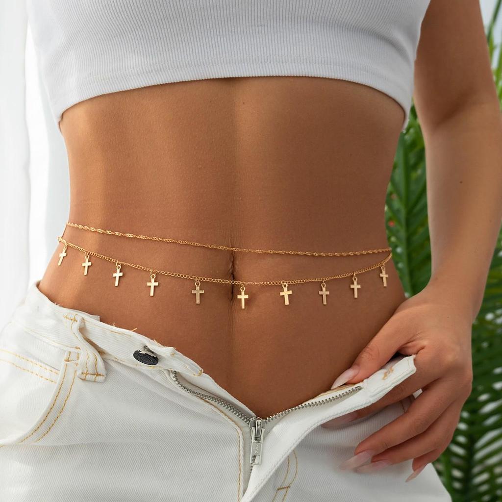 Europäische & Amerikanische Quasten-Körperkette - Doppellagige Schlangenkette Taillenschmuck
