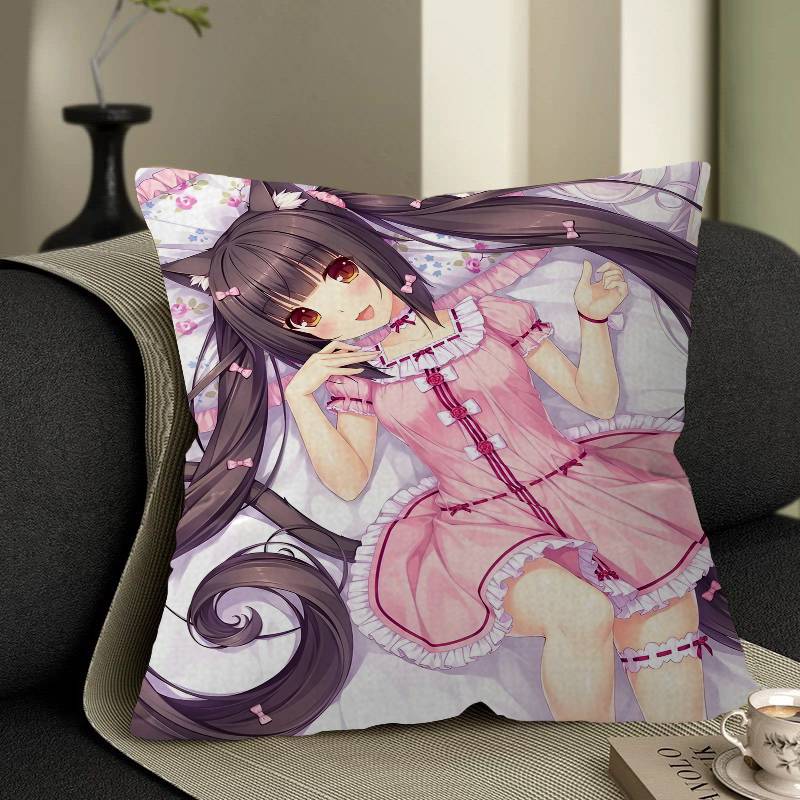 Anime Nekopara Pillow Gift Home Office Decoration Bedroom Sofa Car Cushion Cover Case 45X45