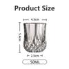 1/6Pcs Embossed Glass 50ml Spirits Cups Engraved Tea Drinking Baijiu Cup Water Glass Small Capacity Household Small Wine Cup