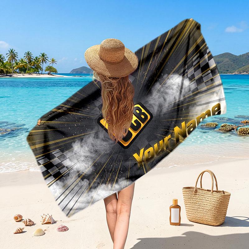JCB Customized Name Text Beach Towel, Soft Absorbent Towel Beach Pool Travel Personal Gift