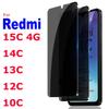 2pcs Privacy Tempered Glass For XiaoMi Redmi 14C 4G/5G REDMI 15C 4G Redmi 13C 12C 10C Anti-spy Screen Protector 9H Hardness Glass Film