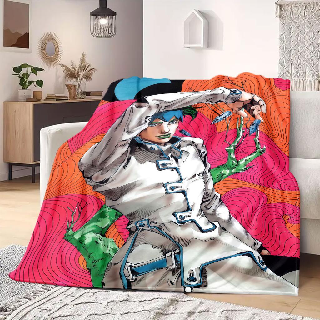 JOJO anime Flannel Blanket Warm,Comfortable,Suitable for Bedrooms,Sofas,Beds,Chairs,Picnics,Travel