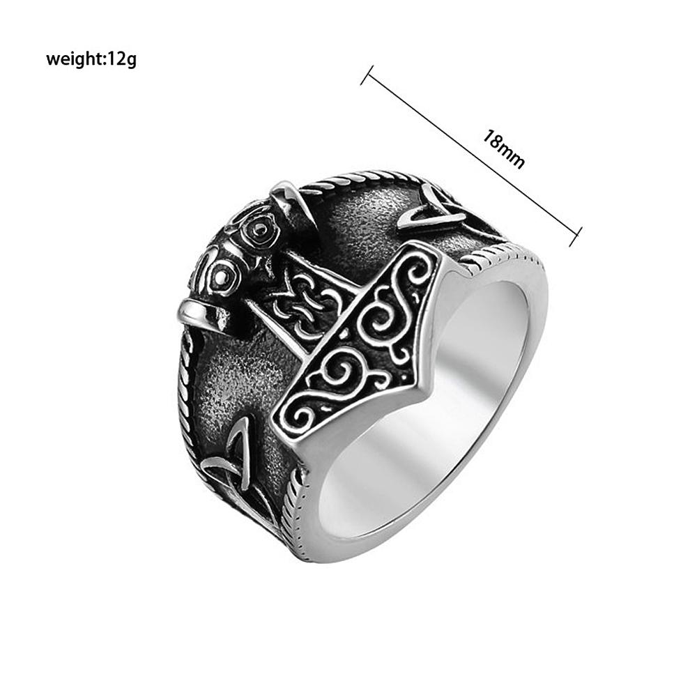 Bague vintage Viking Mjolnir Thor's Hammer pour homme, en acier inoxydable 316l, style nordique, nœud celtique Odin, amulette, bijoux cadeau