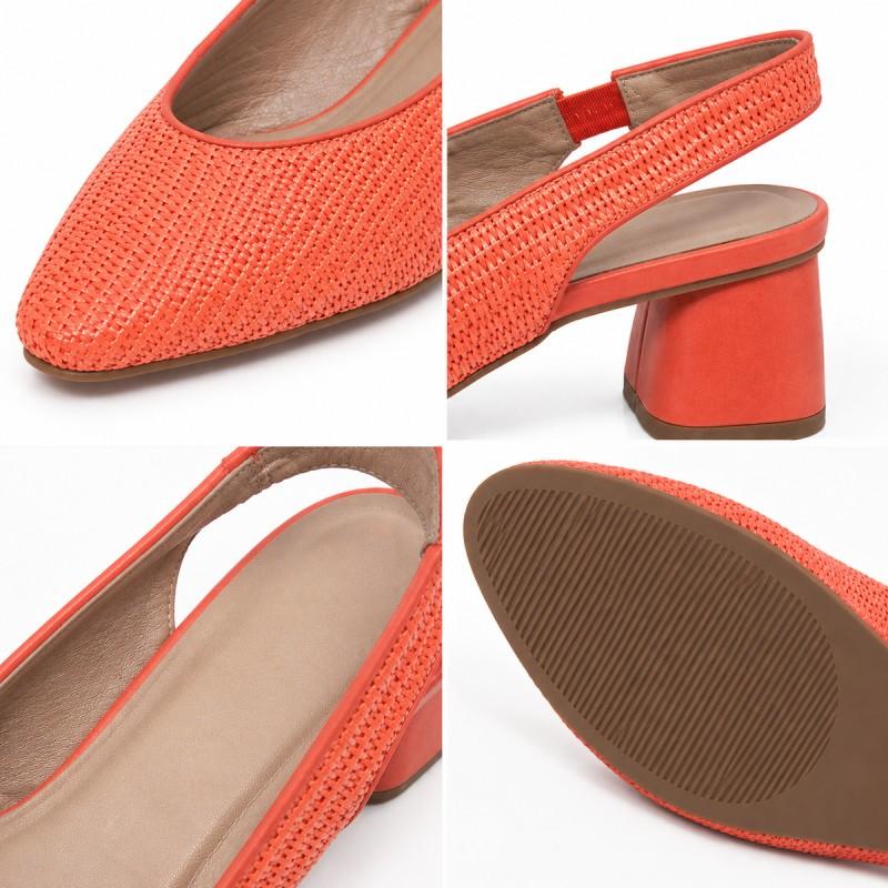 Zapato Destalonado De Tacón Bajo Para Mujer, Color Naranja. Montevita Veronaza 105303
