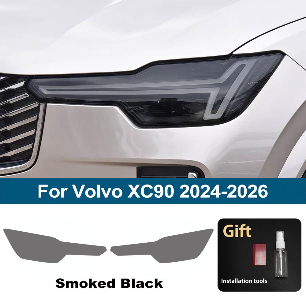 Premium High-Gloss Smoke Black TPU Car Headlight Protection Film for Volvo XC90 2016-2026 Pre-Cut PPF Anti-Scratch Vinyl Film