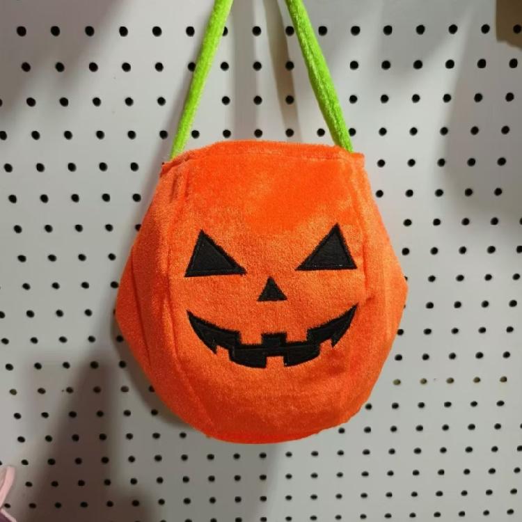 Traditional Velvets Pumpkin Candy Bag Seasonal Party Essential Storage Bag With Reinforced Handles Strong Fabric