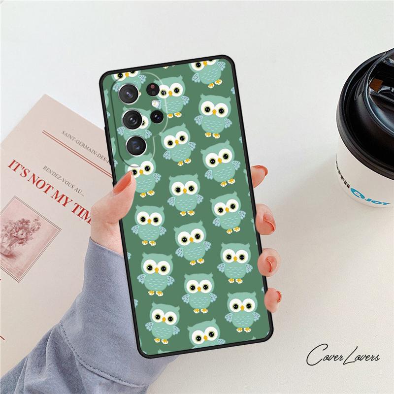 Cartoon Owl Phone Case For Samsung Galaxy S24 S25 S23 S22 Ultra Note 10 20 Plus S20 S21 FE Cover
