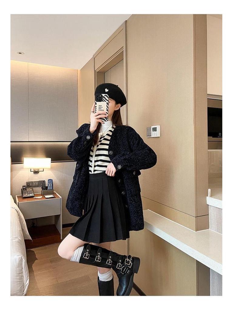 Autumn/Winter Thick Wool Pleated A-line Skirt - High Waist Slimming, Plus Size, Petite, Extended Length. 