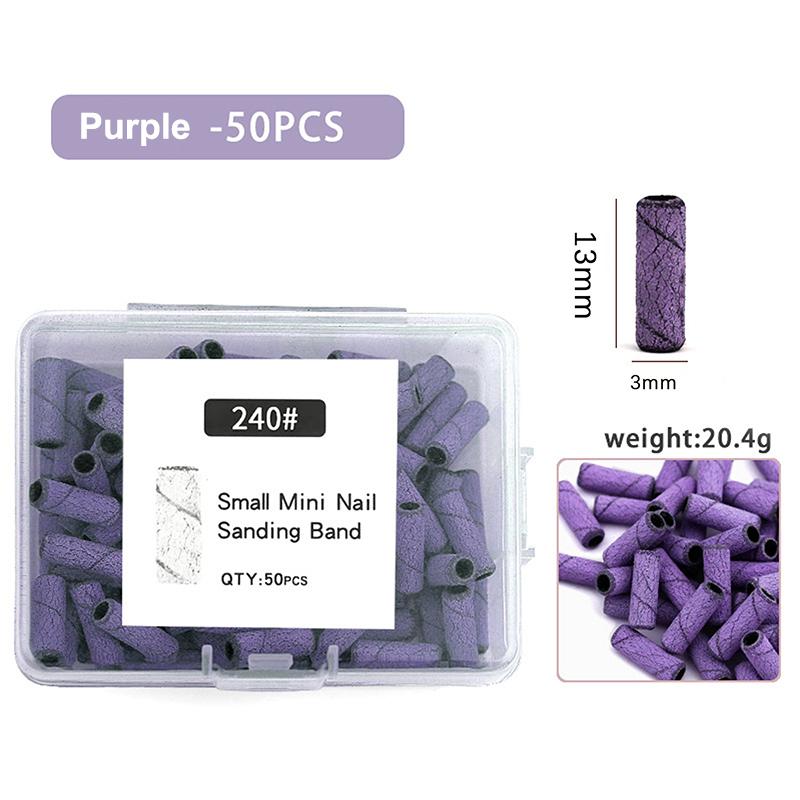 Versatile 3mm Nail Drill Bits 50 Pcs Set Effective Sanding Bands for Gel Acrylic Polish Treatment