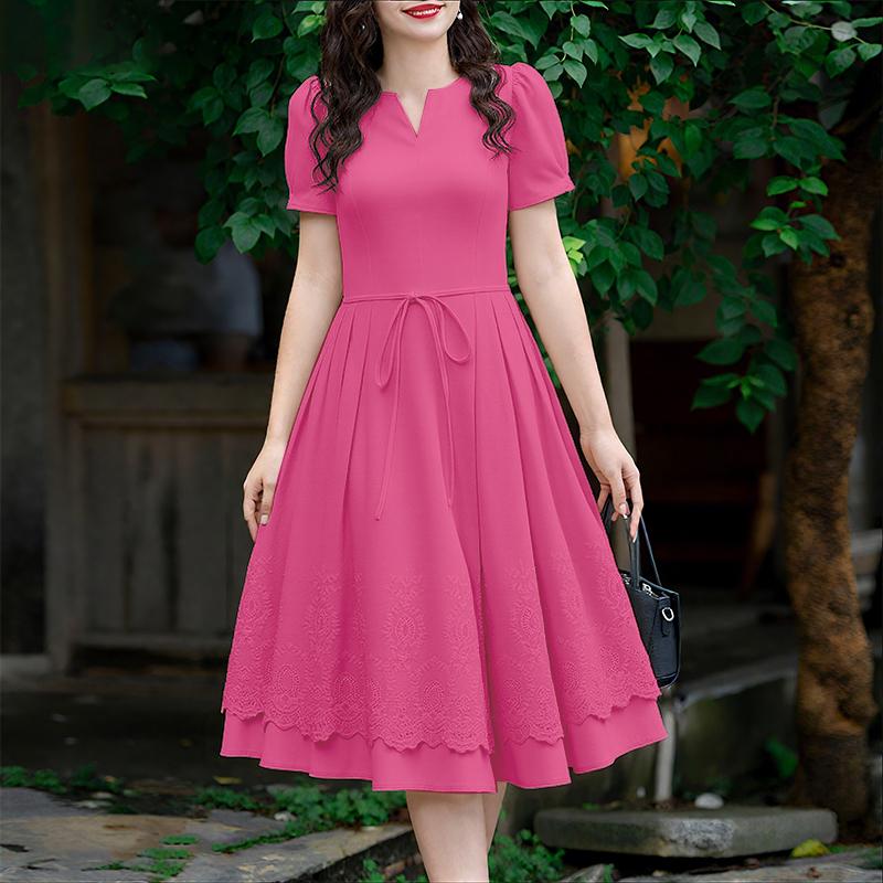 

ZANZEA Женское летнее платье с V-образным вырезом, повседневное, с коротким рукавом, кружевной вставкой 5XL