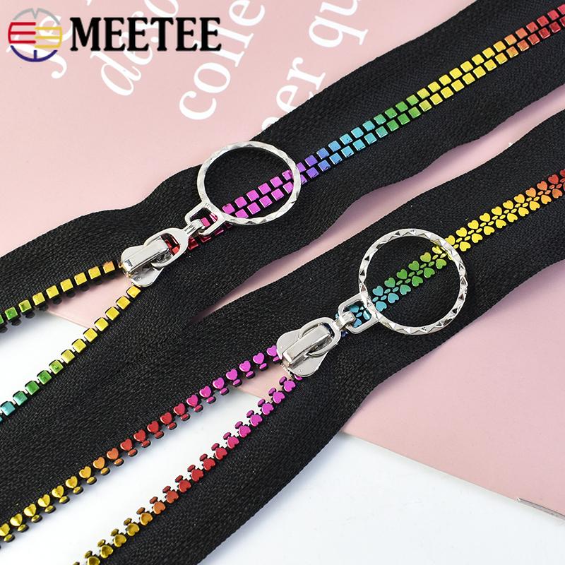 1/2Pcs 5# Resin Zip 15-80cm Open / Close End Auto Lock Zippers Rainbow Teeth Zipper Bag Coat Repair Kits Zips Sewing Accessories
