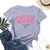 Letters Cotton T-Shirt Short Sleeve Round Neck Women 2d Print Tops