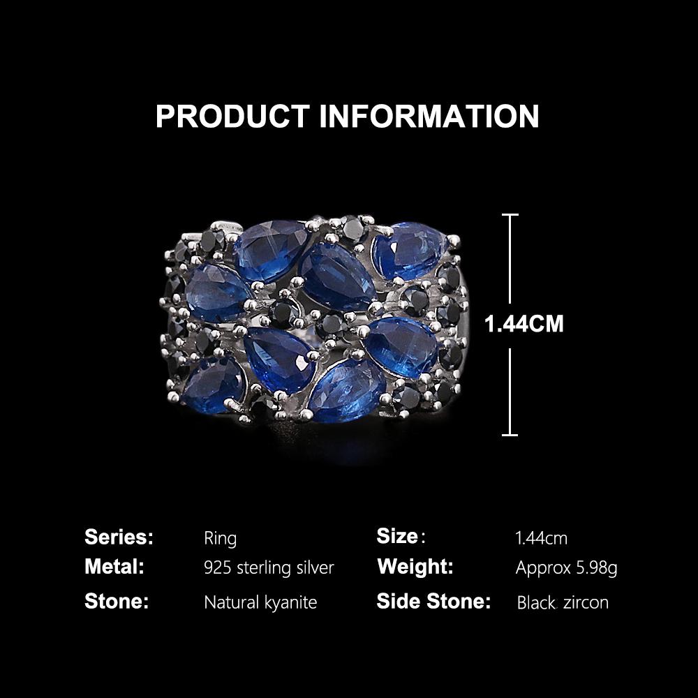 Elegant natural kyanite Jewelry set pear 4*6mm real Gemstones 925 steling siver Earrings Ring for women's Banquet Wedding Gifts