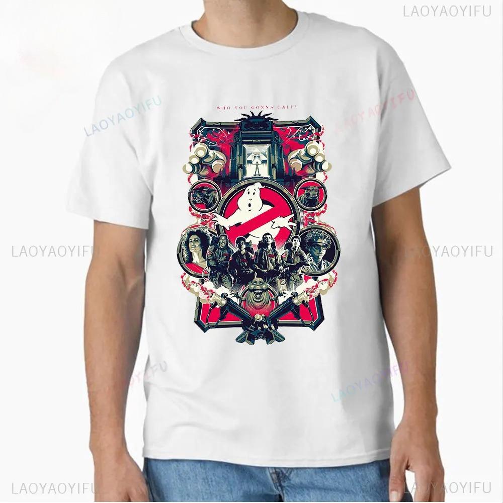 Movie Ghostbusters Print Short Sleeve Solid Cotton Unisex Unisex Tshirts Funny Graphic Crewneck Tops Big Size T Shirt Male Tops