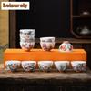 Kung Fu Tea Cup Twelve Flower Gods Set Enamel Pastel Ceramics 12 Pieces Gift Box Host’s Ceramics & Pottery Chinese Teaware Bar