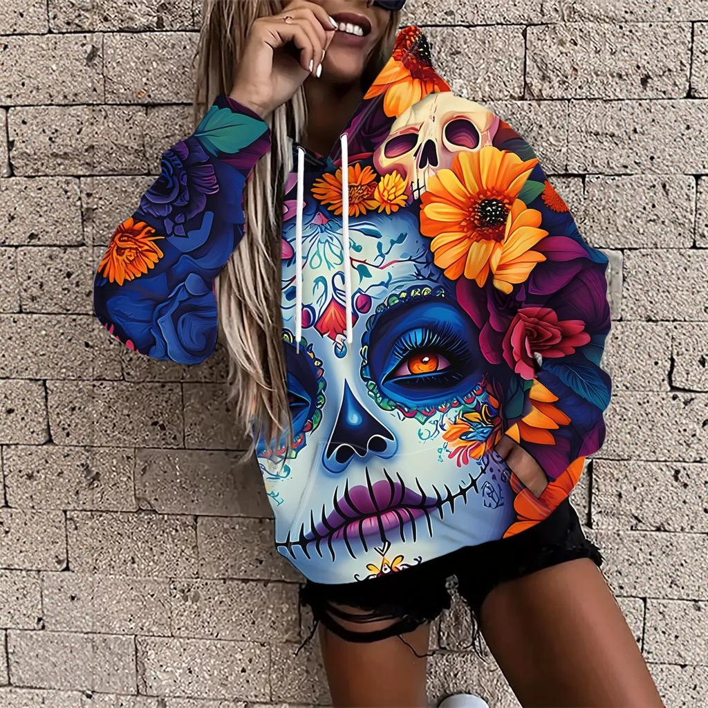Women's Autumn and Winter 3D Printed Hooded Fashion Versatile Trend Breathable Casual Hoodies & Sweatshirts (women’s)