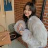 Autumn Long Sleeve Loose Plush Fox Fur Coats Women Fashion Soft Warm Short Winter Jackets Women Tops Solid Elegant Street Loose Lady Jacket Coat 25878