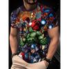 Sommer Herren Iron Man Hulk 3D Gedrucktes Marvel Avengers T-Shirt für Streetwear, Rundhalsausschnitt, Kurze Ärmel, Sportshirt für Erwachsene