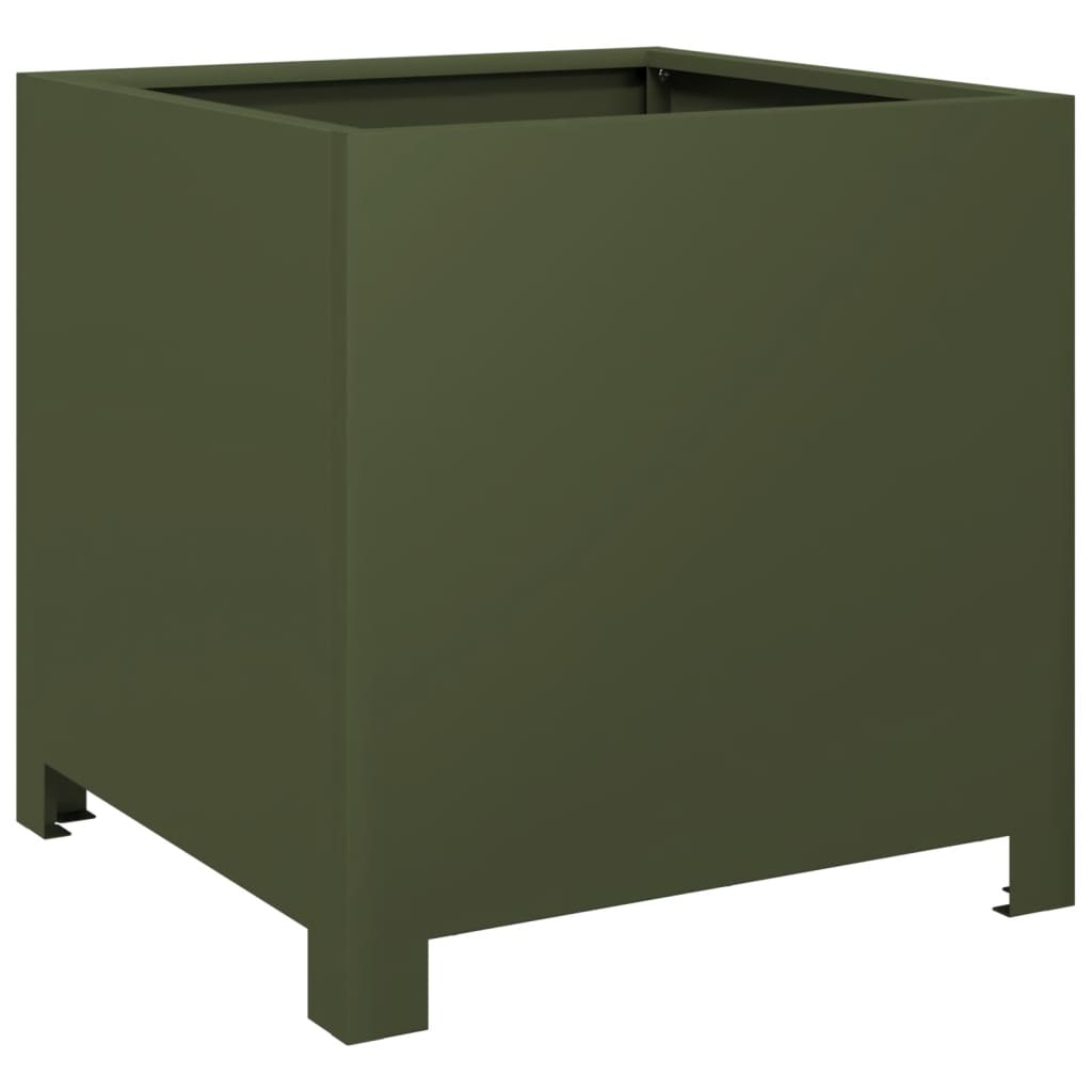 Vidaxl Garden Planters, 2 Pcs, Olive Green, 40X40X40 Cm, Steel