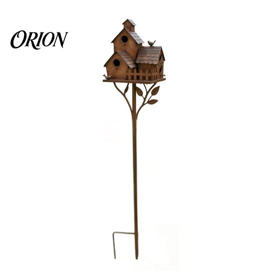 Heavy Duty Ground Stake Metal Bird House Garden Stakes, Feeder Decor, Weatherproof Patio Lawn Ornament Iron Art Decor for Outdoor Yard Flower