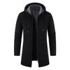 Winter Herren Plüsch Dick Mittel Lang Strickjacke Gestrickter Pullover Reißverschluss Cardigan Kapuze