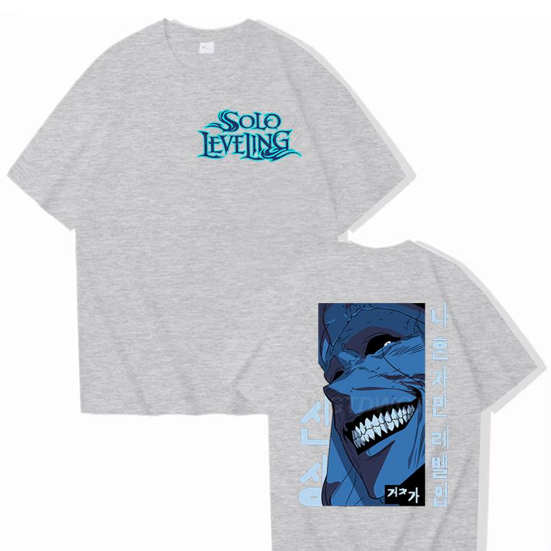 Solo Leveling Street Cool T-shirt Top 100% Cotton Hot Anime Men Clothes Harajuku Streetwear Solo Leveling Anime Men Women Shirt