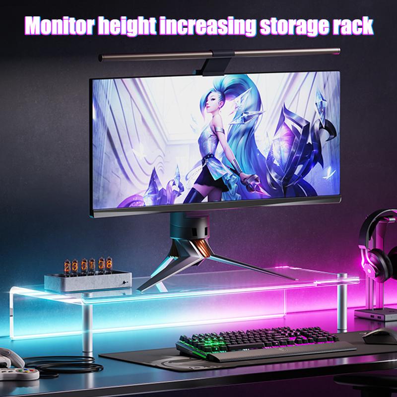 Acrylic Laptop Stand Desktop Computer Screen Monitor Desk Bracket Elevated Desktop Organizer Stand For Reducing Neck Strain