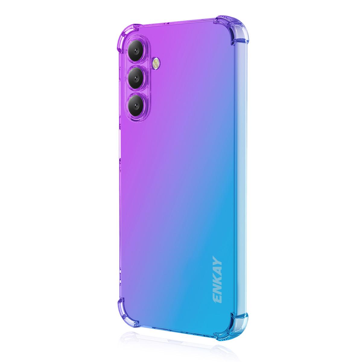 

For Samsung Galaxy A36 5G TPU Case ENKAY Thickened Four Corner Drop-Proof Phone Back Cover Purple/Blue