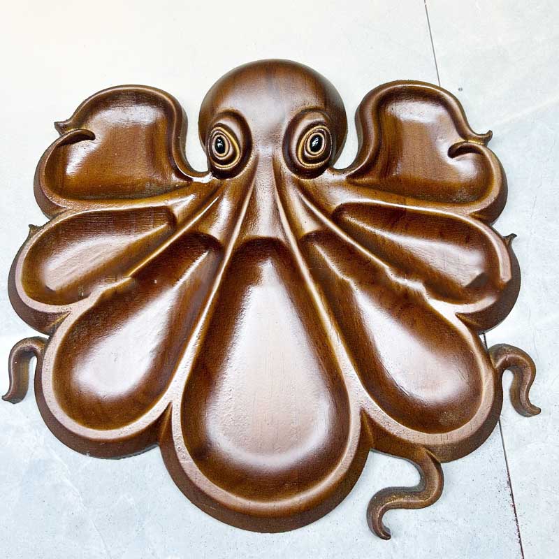 Oktopus Lebensmitteltablett Holz Obst Servierplatte Käseplatte Dessert Aufbewahrungsschale Unterteilung Lebensmitteleinteilung Dekorationstablett
