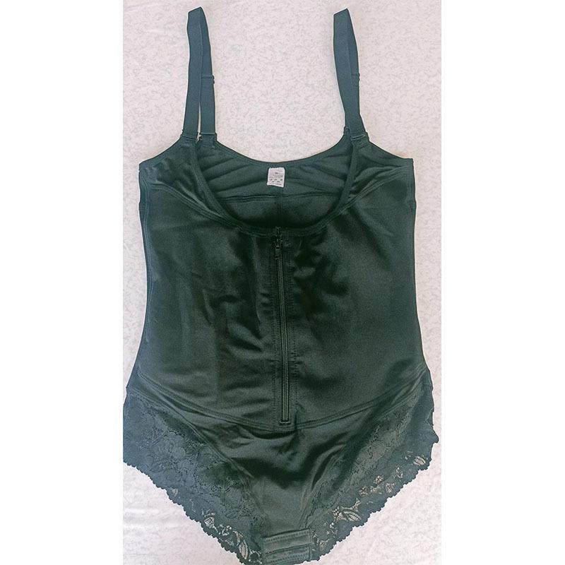 Cross-Lace Zipper Body Shaper with Slimming Control Straps