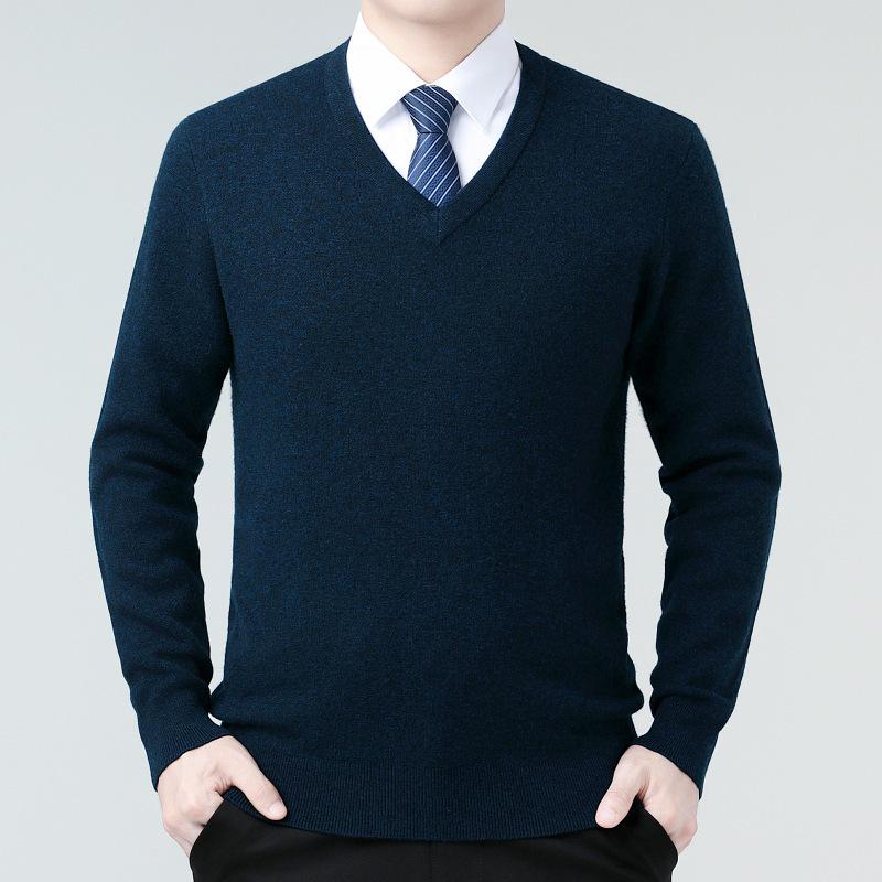 Brand Men s Cashmere Knitwear: 2025 Autumn/Winter Warm, Versatile Business Casual Sweater for Middle-aged Dads L